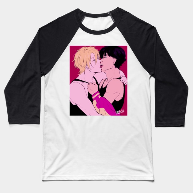 Ash and Eiji Kiss Baseball T-Shirt by MykaAndSalmon